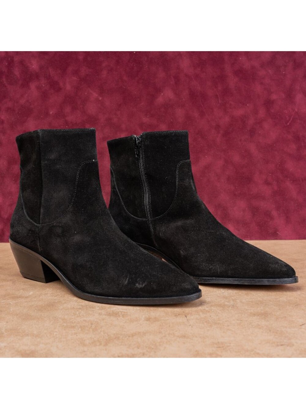 Bruno Magli Women Fashion Black Suede Stacked Heel Ankle Boots 10.5US EUR 40.5
